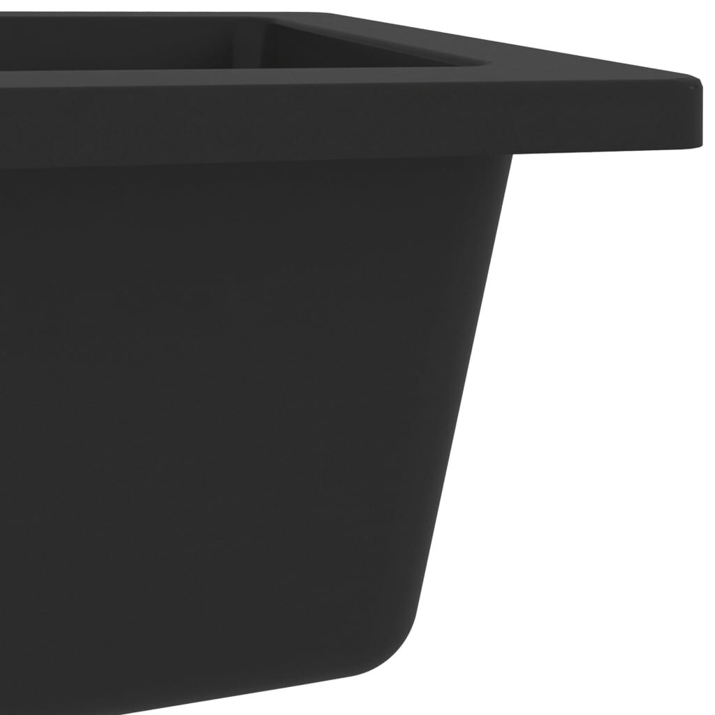 vidaXL Kitchen Sink with Overflow Hole Black Granite