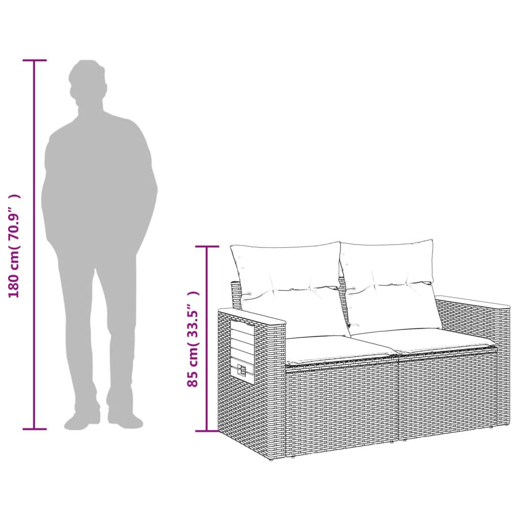 vidaXL Garden Sofa with Cushions 2-Seater Beige Poly Rattan