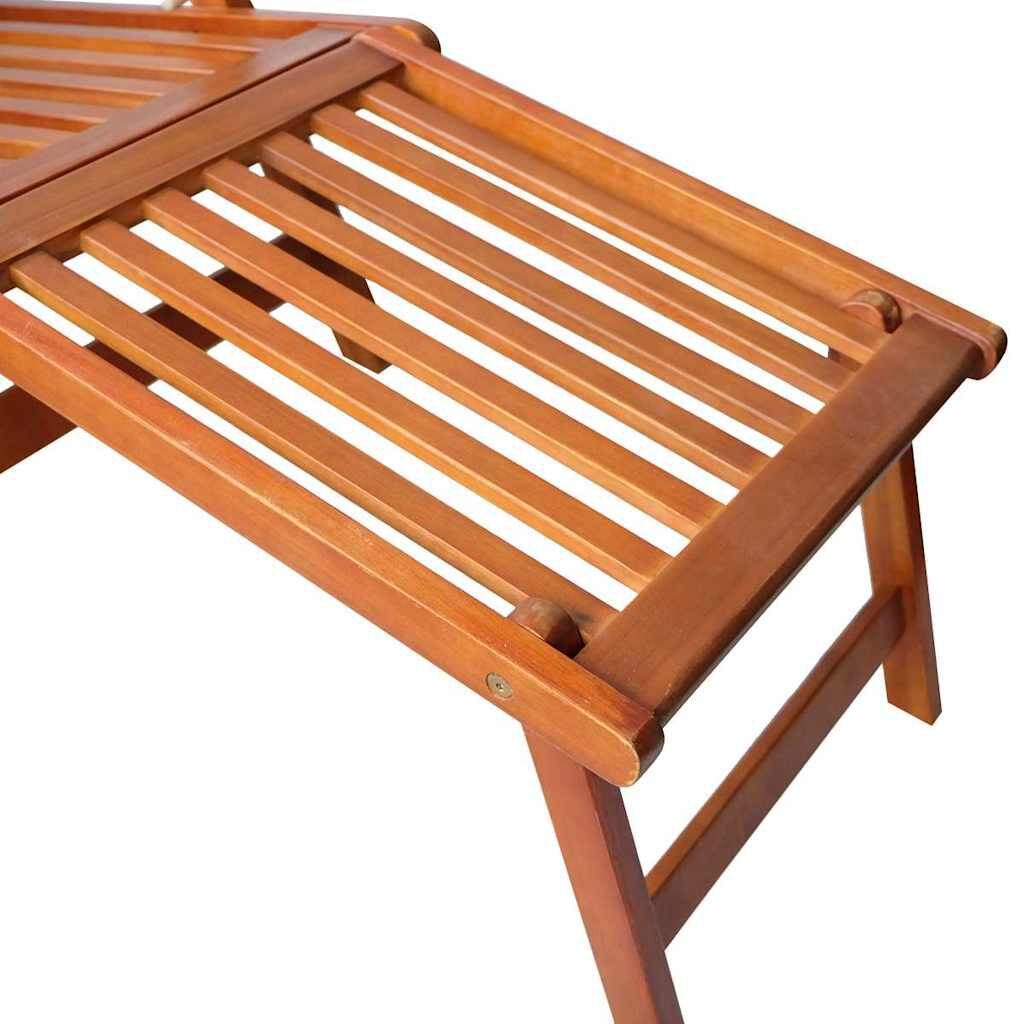 vidaXL Outdoor Deck Chair with Footrest and Cushion Solid Acacia Wood