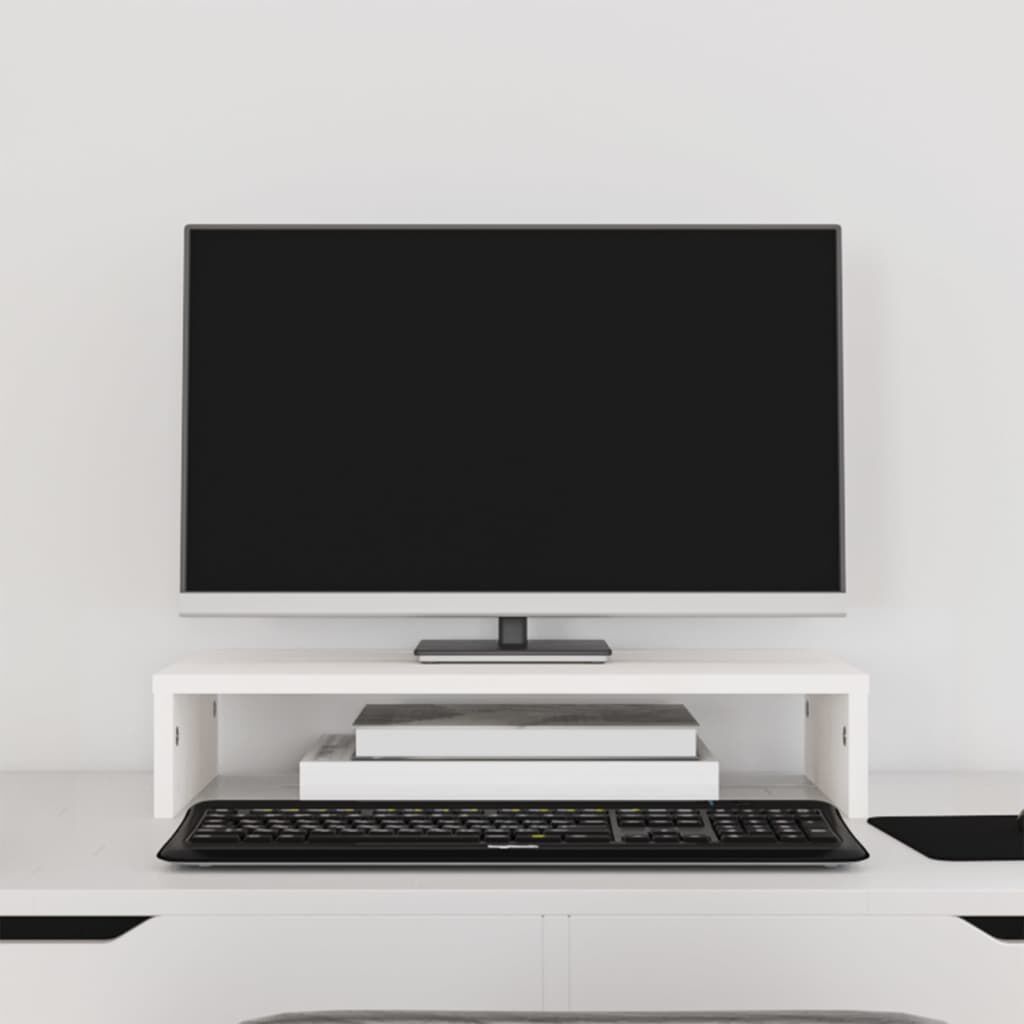 vidaXL Monitor Stand White 50x27x10 cm Solid Wood Pine
