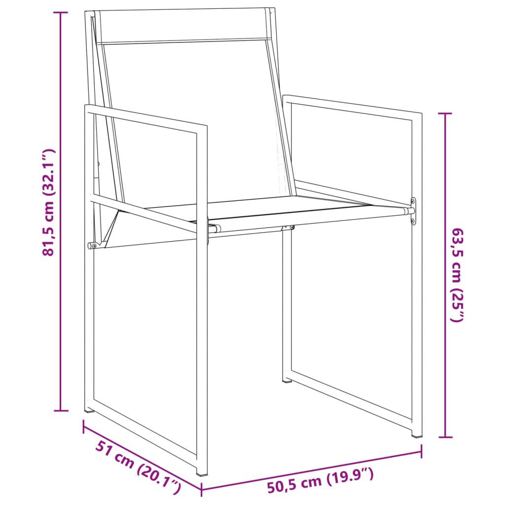 vidaXL Garden Chairs 4 pcs Black Steel and Textilene