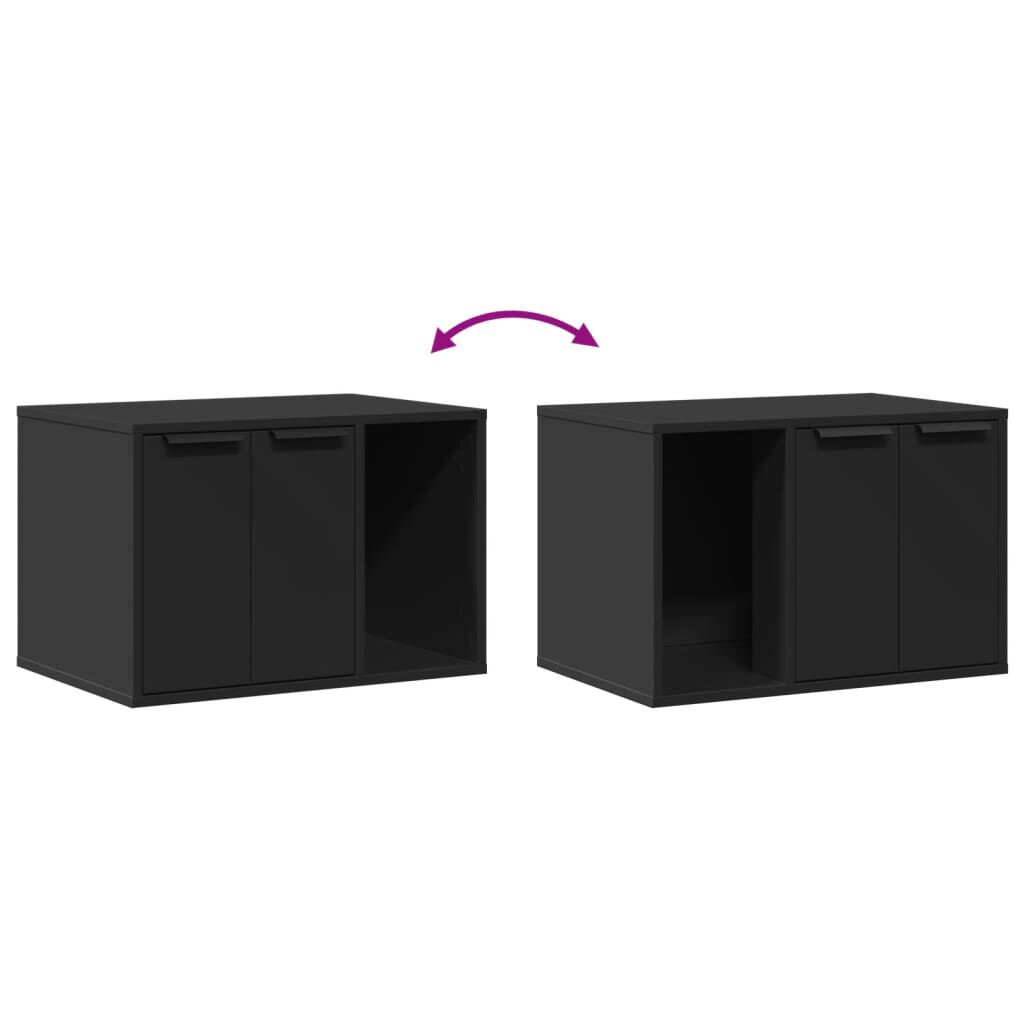 vidaXL Cat Litter Box Enclosure Black 60x40x40 cm Engineered Wood