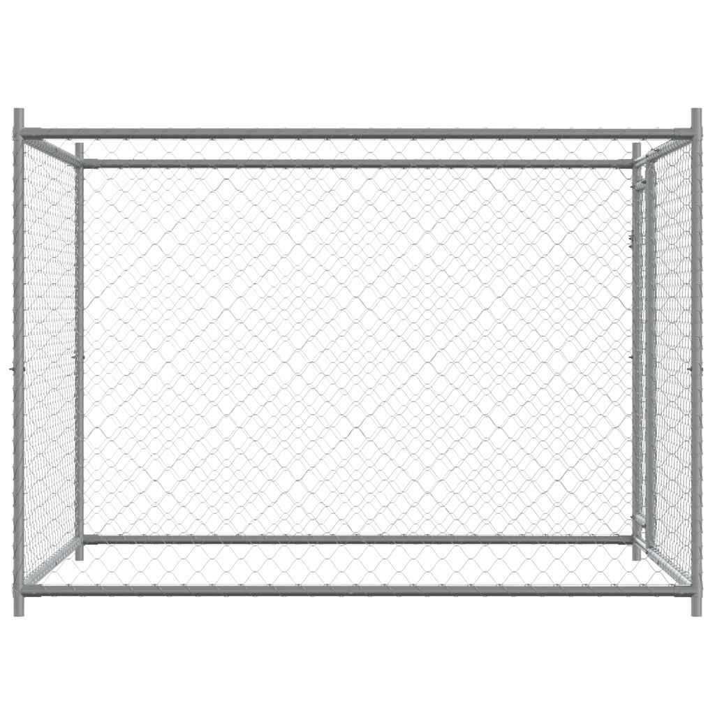 vidaXL Dog Cage with Door Grey 2x2x1.5 m Galvanised Steel