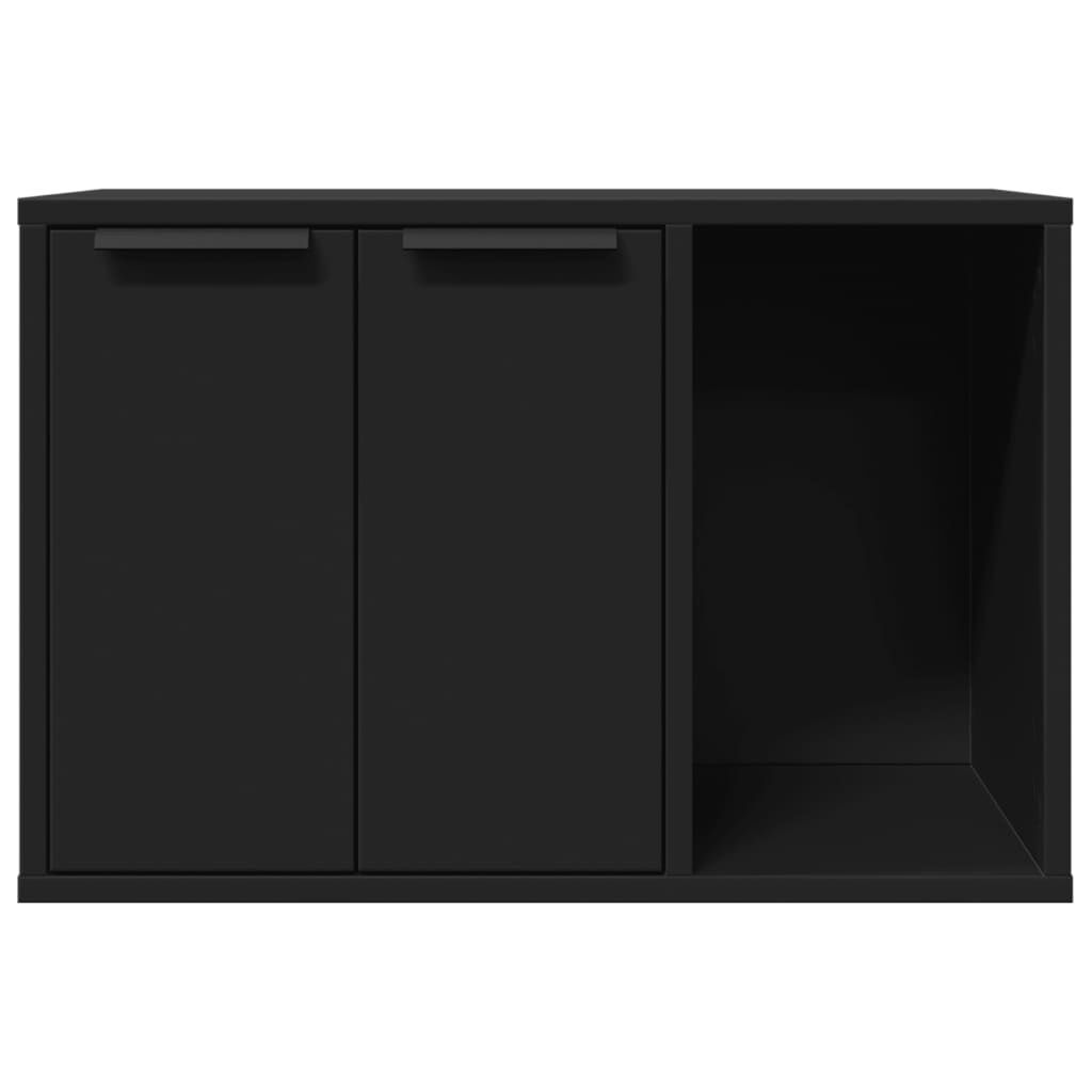 vidaXL Cat Litter Box Enclosure Black 60x40x40 cm Engineered Wood