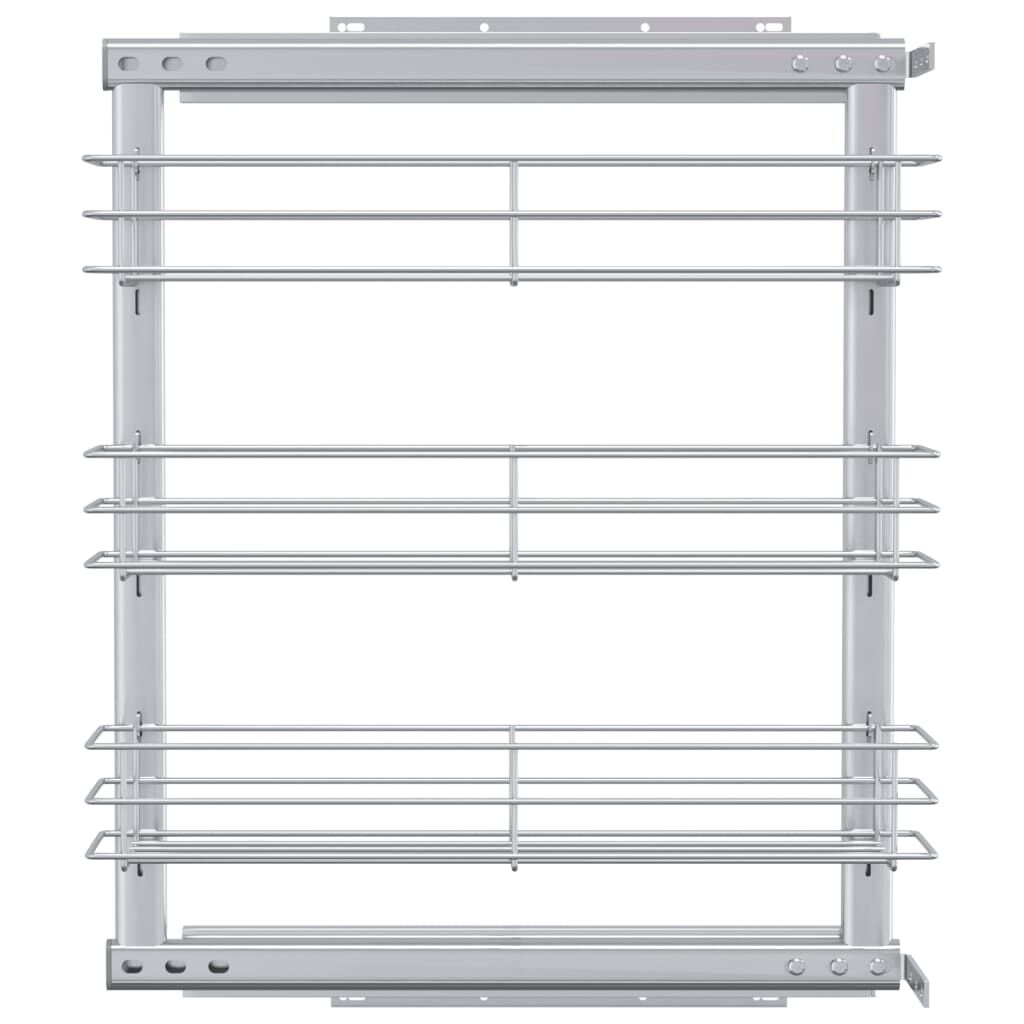 vidaXL 3-Tier Pull-out Kitchen Wire Basket Silver 47x15.5x55.5 cm