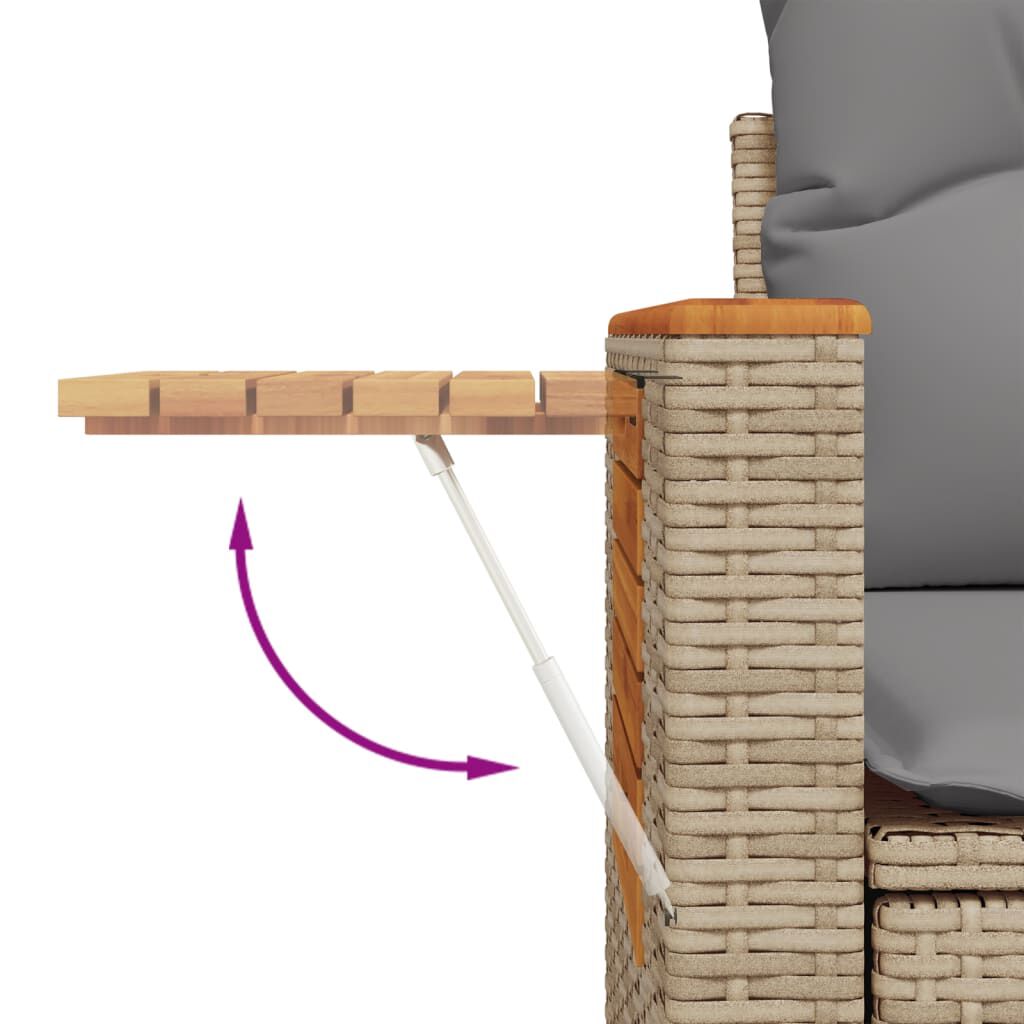 vidaXL Garden Sofa with Cushions 2-Seater Beige Poly Rattan
